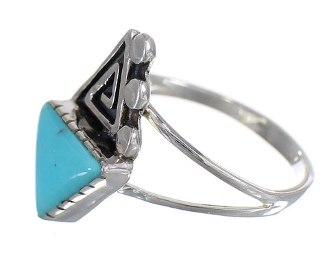 Genuine Sterling Silver Southwestern Water Wave Turquoise Ring Size 5-1/2 QX71860